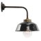 Vintage Industrial Black Enamel, Brass and Clear Striped Glass Wall Light 5