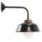 Vintage Industrial Black Enamel, Brass and Clear Striped Glass Wall Light, Image 5