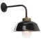 Vintage Industrial Black Enamel, Brass and Clear Striped Glass Wall Light 2