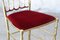 Brass Chiavari Chairs with Red Velvet, Italy, 1969, Image 2