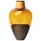Amber and Patinated Brass Sculpted Vase in Blown Glass by Pia Wüstenberg 1