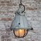 Lampada a sospensione vintage industriale in metallo grigio e vetro satinato di GAL, Francia, Immagine 5