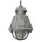 Vintage Industrial Pendant Lamp in Gray Metal and Frosted Glass from GAL, France 1