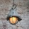 Vintage Industrial Pendant Lamp in Gray Metal and Frosted Glass from GAL, France 6