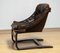 Fauteuil Krona en Cuir Marron par Ake Fribytter pour Nelo, Suède, 1970s 6