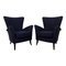Italian Armchairs in Blue, 1950s, Set of 2 1