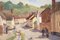G. Dalzell, Impressionistische Dorfstraßenszene, Öl an Bord, 1920er 3