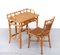 Bohemian Wicker Desk and Chair, France, 1970s, Set of 2, Image 1