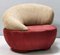 Sillón posmoderno con tapicería de alcántara beige y carmesí, Italia, años 80, Imagen 8