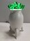 Lámpara de mesa posmoderna de cristal de Murano verde y aluminio blanco, Italia, años 80, Imagen 3