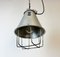 Lámpara colgante jaula industrial de aluminio gris, años 70, Imagen 8