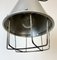 Lámpara colgante jaula industrial de aluminio gris, años 70, Imagen 5