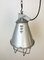 Lámpara colgante jaula industrial de aluminio gris, años 70, Imagen 7