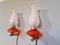 Brass and Satin Glass Wall Lights, 1950s, Set of 2 3