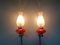Wandlampen aus Messing & satiniertem Glas, 1950er, 2er Set 2