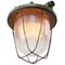 Vintage Industrial Green Metal & Holophane Glass Pendant Lamp 3