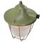 Vintage Industrial Green Metal & Holophane Glass Pendant Lamp, Image 2