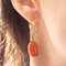 Vintage 18k Yellow Gold Orange Coral and Diamond Drop Earrings, 1960s, Set of 2 6