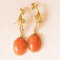 Vintage 18k Yellow Gold Orange Coral and Diamond Drop Earrings, 1960s, Set of 2 1
