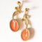 Aretes colgantes vintage de oro amarillo de 18 k con coral naranja y diamantes, años 60. Juego de 2, Imagen 5