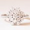 Vintage 14k White Gold Snowflake Ring with Brilliant Cut Diamonds, 1960s 1