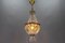 French Empire Style Brass and Crystal Glass Basket Chandelier, 1950s 10