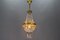French Empire Style Brass and Crystal Glass Basket Chandelier, 1950s 11