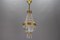 French Empire Style Brass and Crystal Glass Basket Chandelier, 1950s 15