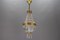 French Empire Style Brass and Crystal Glass Basket Chandelier, 1950s, Image 15