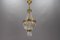 French Empire Style Brass and Crystal Glass Basket Chandelier, 1950s 9