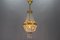 French Empire Style Brass and Crystal Glass Basket Chandelier, 1950s 12