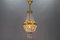 French Empire Style Brass and Crystal Glass Basket Chandelier, 1950s 12