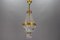 French Empire Style Brass and Crystal Glass Basket Chandelier, 1950s 14