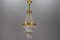 French Empire Style Brass and Crystal Glass Basket Chandelier, 1950s, Image 14