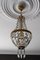 French Empire Style Brass and Crystal Glass Basket Chandelier, 1950s 3
