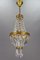 French Empire Style Brass and Crystal Glass Basket Chandelier, 1950s 2