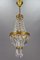 French Empire Style Brass and Crystal Glass Basket Chandelier, 1950s, Image 2