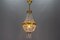 French Empire Style Brass and Crystal Glass Basket Chandelier, 1950s 13