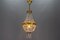 French Empire Style Brass and Crystal Glass Basket Chandelier, 1950s, Image 13