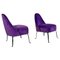 Italian Padded Armchairs in Purple Velvet and Curved Metal, 1950s, Set of 2 1