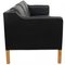 2213 Drei-Sitzer Sofa aus schwarzem Original Leder von Børge Mogensen, 2000er 3