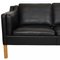 2213 Drei-Sitzer Sofa aus schwarzem Original Leder von Børge Mogensen, 2000er 10