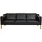 2213 Three-Seater Sofa in Original Black Leather by Børge Mogensen, 2000s 1