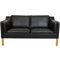 2212 Two-Seater Sofa in Original Black Leather by Børge Mogensen, 2000s, Image 1