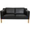 2212 Zwei-Sitzer Sofa aus schwarzem Original Leder von Børge Mogensen, 2000er 1