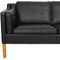 2212 Two-Seater Sofa in Original Black Leather by Børge Mogensen, 2000s, Image 7