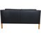 2212 Two-Seater Sofa in Original Black Leather by Børge Mogensen, 2000s, Image 3