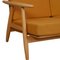 Three-Seater Cigar Sofa in Oak and Yellow Fabric by Hans Wegner, 1960s 8