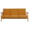 Three-Seater Cigar Sofa in Oak and Yellow Fabric by Hans Wegner, 1960s 1