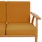 Three-Seater Cigar Sofa in Oak and Yellow Fabric by Hans Wegner, 1960s 11